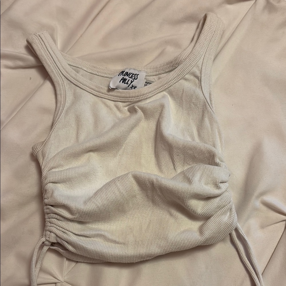 Princess Polly White Tank With Adjustable Crop Size 0